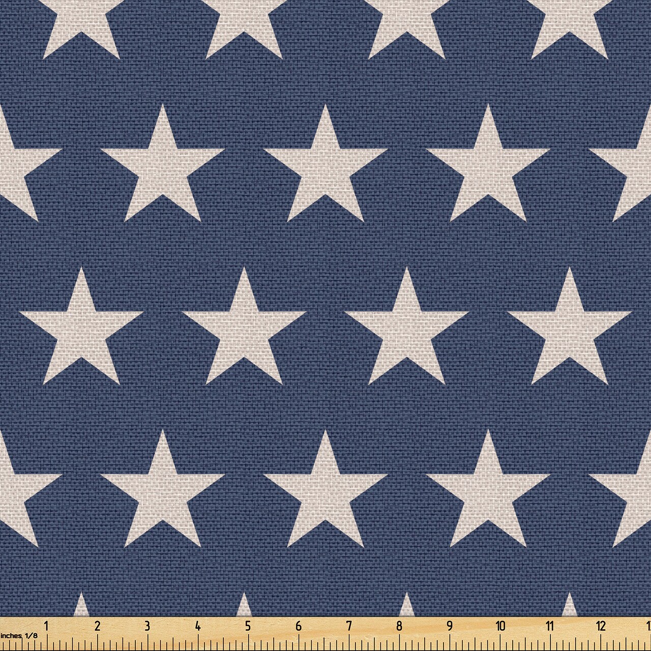 Ambesonne Star Fabric by the Yard, Patriotic Star of the American Flag Independence Themed Freedom Concept USA, Decorative Fabric for Upholstery and Home Accents, 1 Yard, Violet Blue and Tan